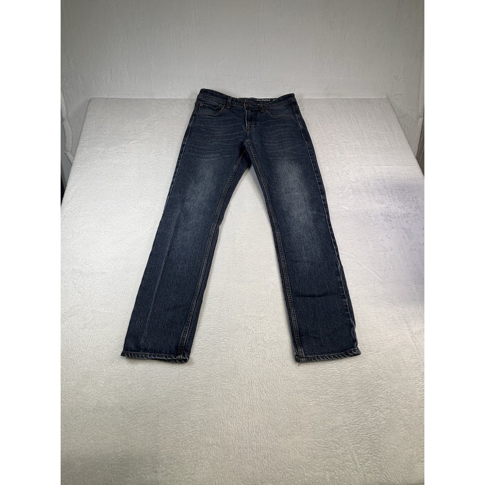 MBX Size 30 X 30 Slim Straight Stretch Jeans Blue Med Wash Denim Distressed Men